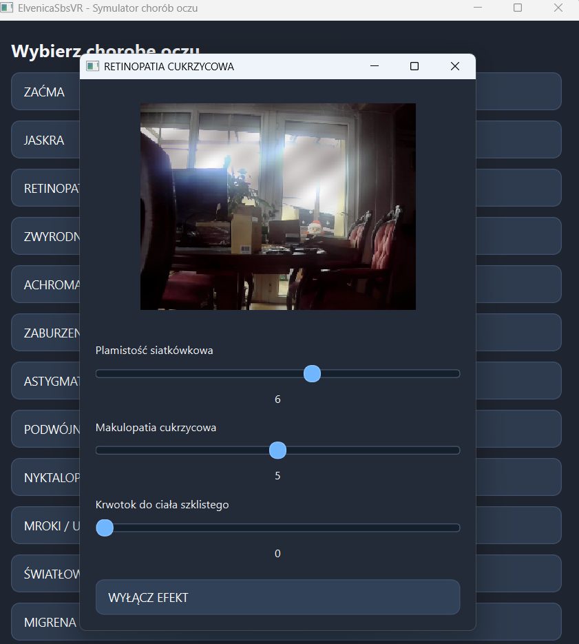 Elektroniczne gogle symulujące choroby wzroku